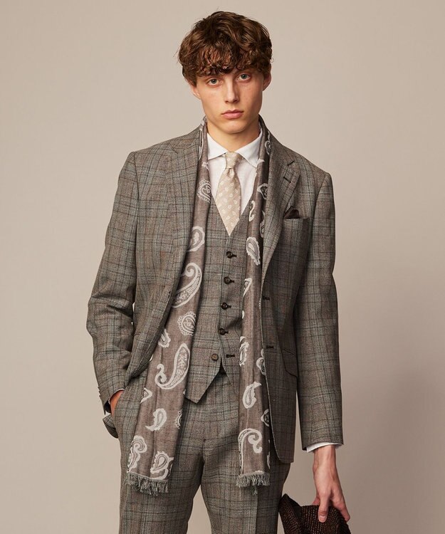 JOSEPH ABBOUD 【イタリア製】ペイズリーパターン ストール ダークブラウン系7