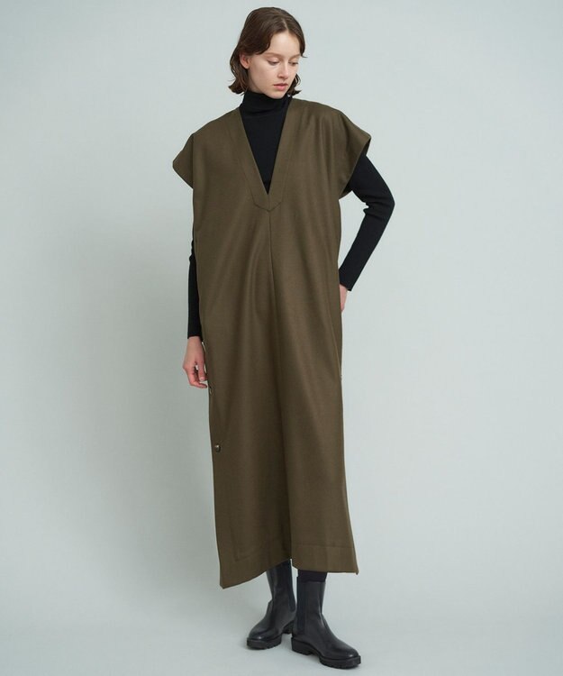 23区 【SACRA】ハイカウントメルトン ワンピース カーキ系