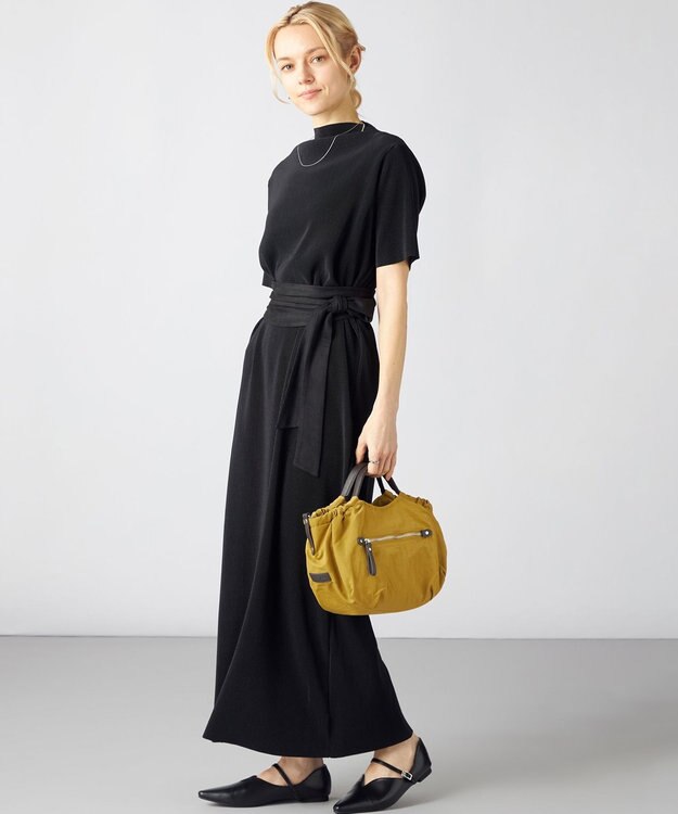 LA BAGAGERIE 【MONICA】サイドギャザー2WAYトートバッグ Sサイズ マスタード