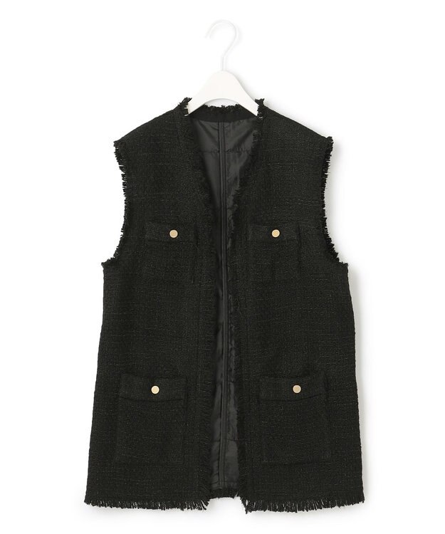 ICB ライトツイード ジレ ブラック系