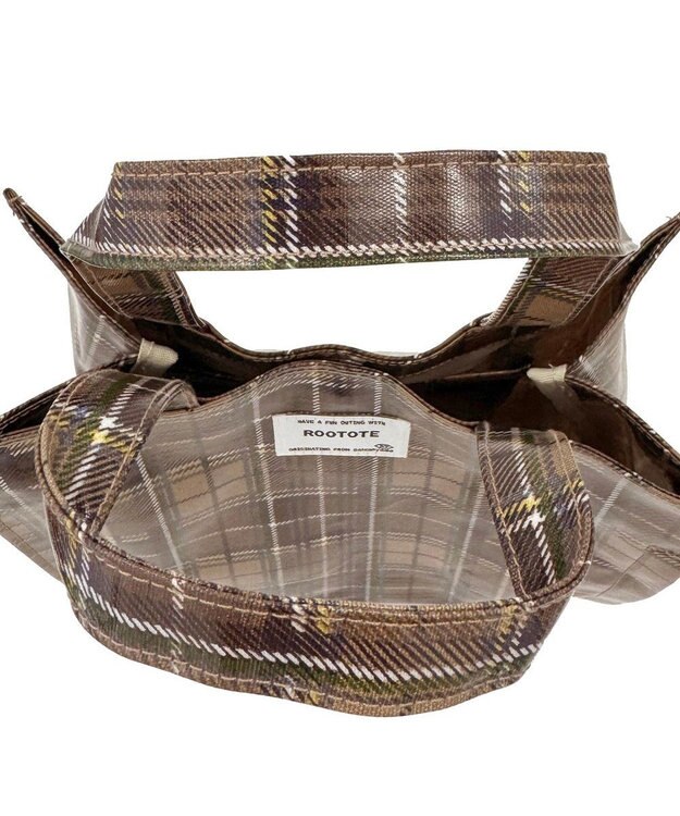 ROOTOTE 3606【ラミネート加工 正方形型】EU.スクエア.ラミネート-T 03：チェック・ブラウン