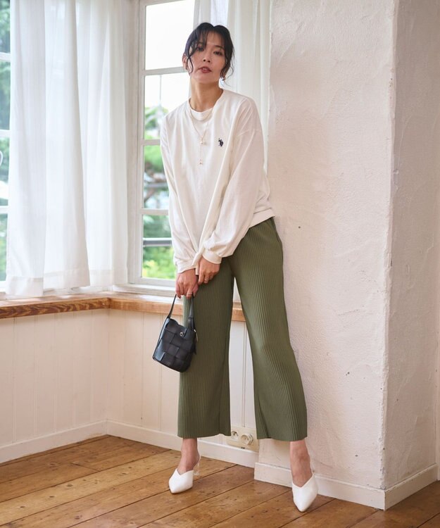 WEGO USPOLOだぼそでカラーロンT ホワイト