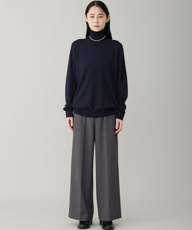 UNFILO MENS 【男女兼用】ソフトサーモ アンチピリングニット タートルネック ネイビー