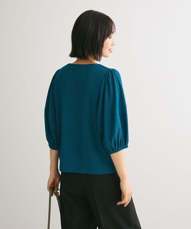 Green Parks ランタンスリーブ表面カットロゴプルオーバー Blue