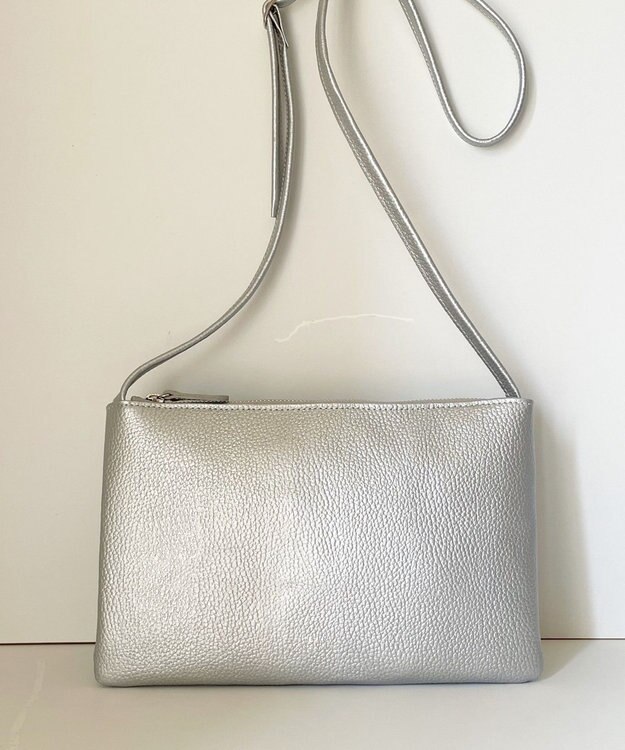 Hekhèr Le Style de Vie 新素材・新色追加【日本製】シュリンクレザー スクエアショルダーバッグ シルバー シルバー