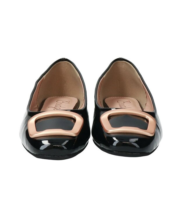 Bridget Birkin 【Bridget Birkin】スクエアバックルフラットシューズ ブラックエナメル