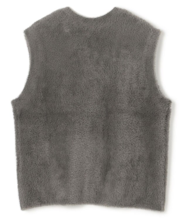 UNFILO L ナイロンシャギー カーディガン ベスト チャコール