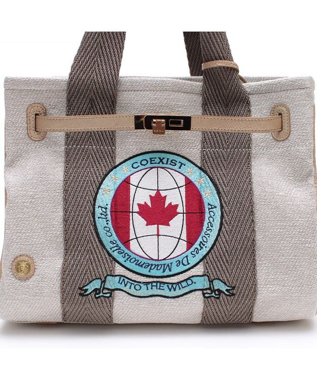 A.D.M.J. リネンラメクロス/前金具付トート32cm(Dカン＋) SILVER