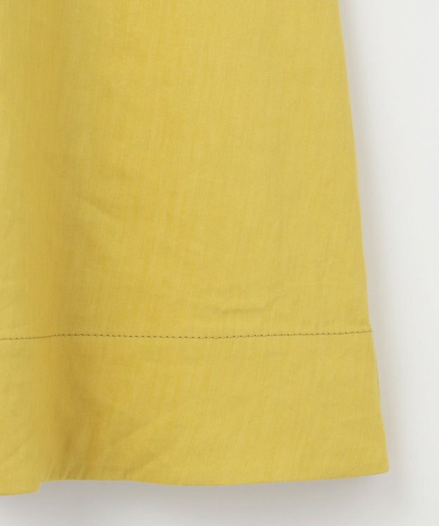 自由区 S 【洗える】リネンビスコースストレッチフレア スカート ピスタチオ