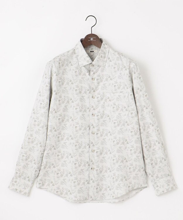JOSEPH ABBOUD 【キングサイズ・自然な光沢感】コットンビエラフラワープリント シャツ アイボリー系5