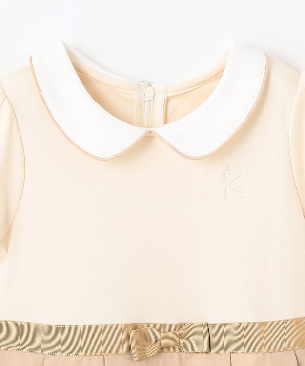 組曲 KIDS 【110-140㎝】フラワーパネルボーダー ワンピース ベージュ系