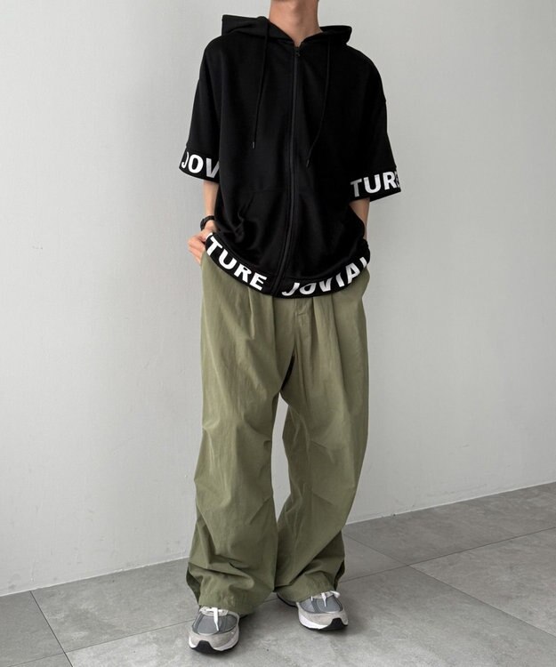 WEGO 【MLXLサイズ展開】グラフィックZIPパーカー（SS） ブラック