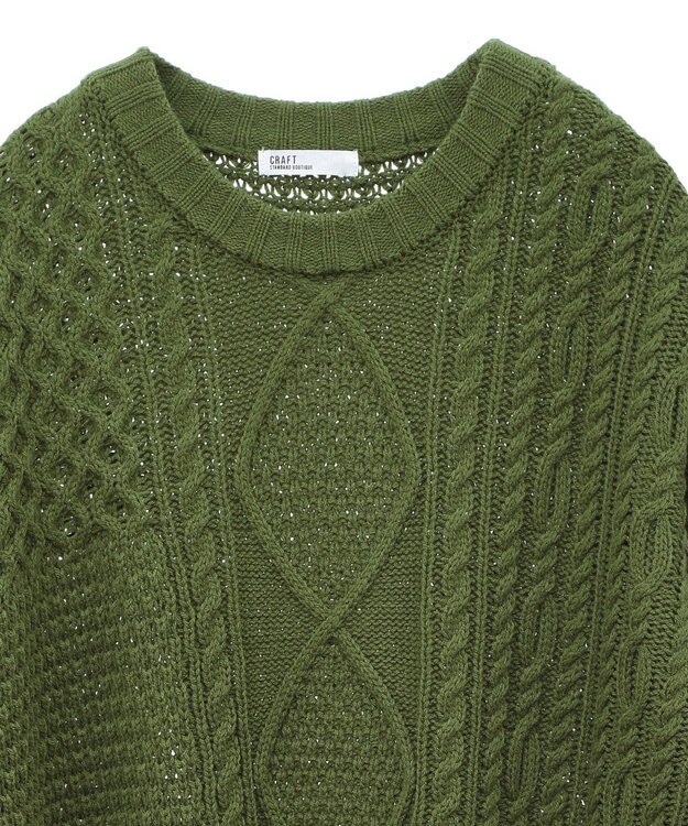 CRAFT STANDARD BOUTIQUE ハンドステッチケーブルニットチュニック Green