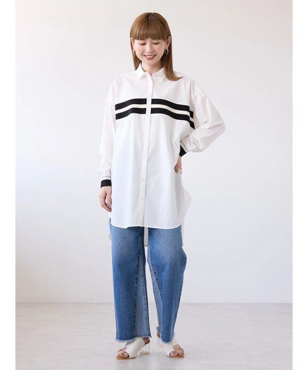 AMERICAN HOLIC リブラインシャツチュニック Off White