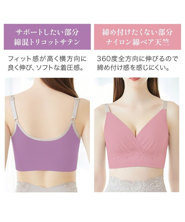 BRADELIS New York 【BRADELIS NewYork peace】ハイブリッドハートカップブラ23 締め付け感の少ないノンワイヤー補整ブラ 補正 グレージュ