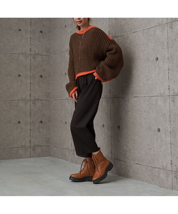 MODE ET JACOMO <carino>厚底レースアップブーツ キャメル