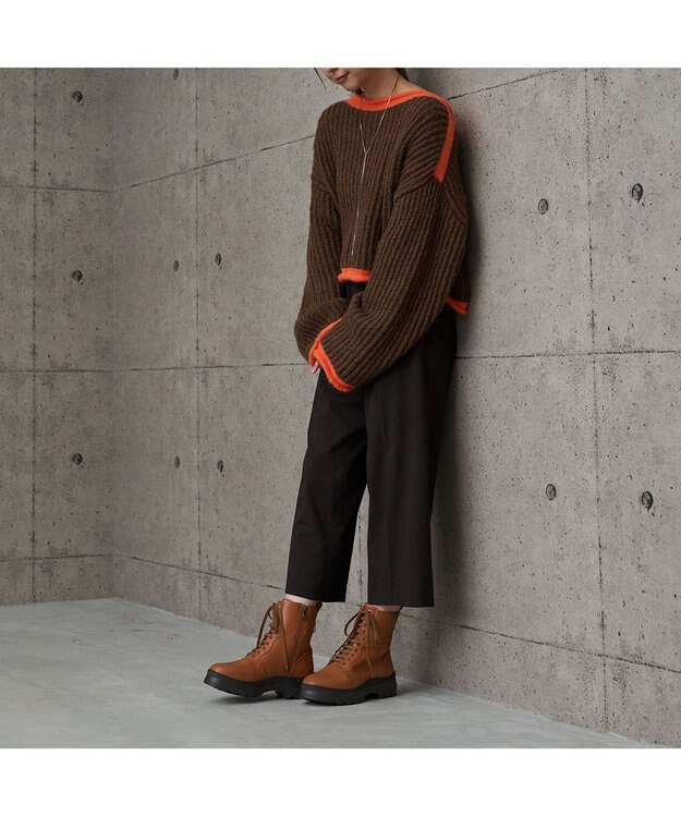 MODE ET JACOMO <carino>厚底レースアップブーツ キャメル