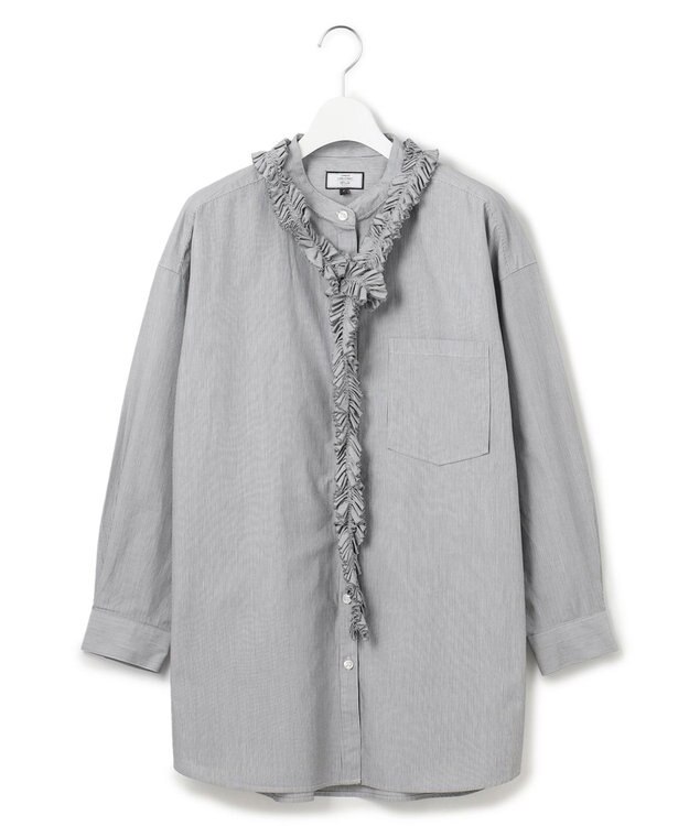 J.PRESS YORK STREET 【WOMEN】ワンウォッシュタイプライター フリルレイブラウス ブラック系2