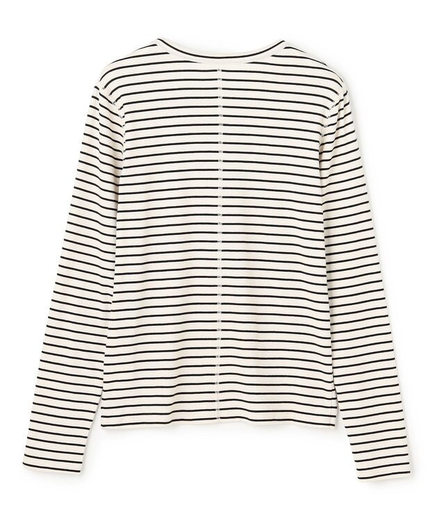 UNFILO コットンカシミヤ クルーネックカットソー ボーダー(エクリュ×ブラック)