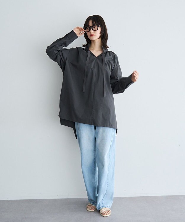 YECCA VECCA タイプライタースキッパーオーバーシャツ Charcoal Gray
