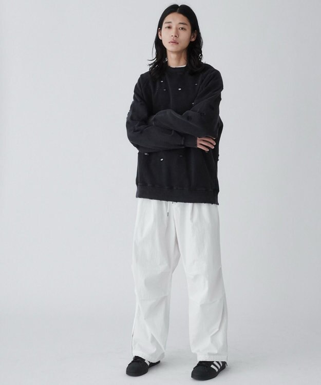 WEGO ダメージプルオーバースウェット ブラック