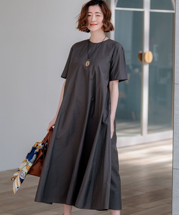 23区 S 【先行予約】MANTECOブライトワッシャー フレアワンピース スチールグレー系