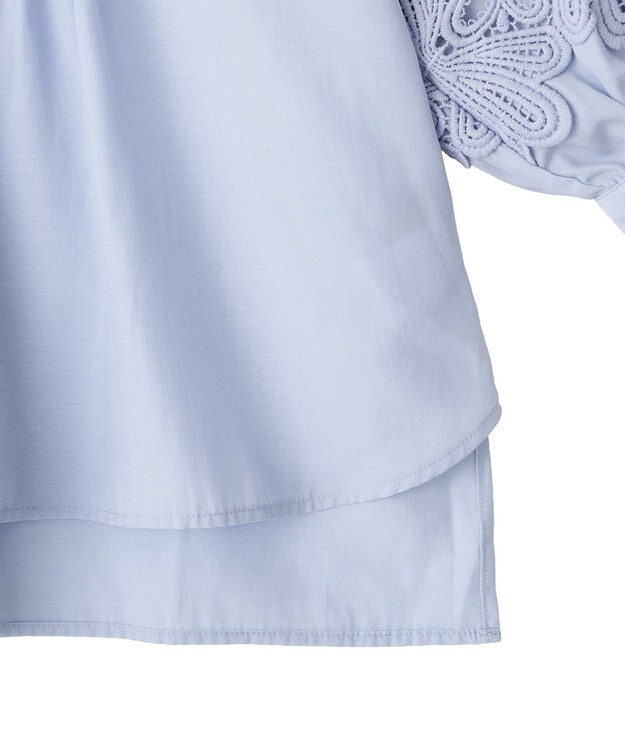 YECCA VECCA レース切替スキッパーブラウス Blue
