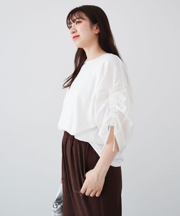 Green Parks ・ＥＬＥＮＣＡＲＥ　ＤＵＥ　ギャザースリーブＴＥＥ Off White