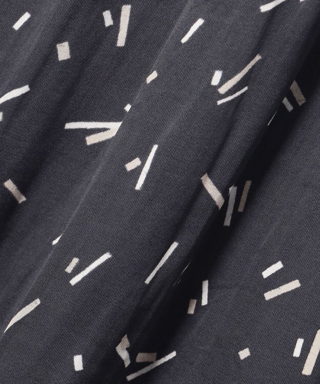 自由区 L 【ウエストゴム・長さ調整可・洗える】ビンテージサテンプリント柄 ガウチョパンツ ブラック系5