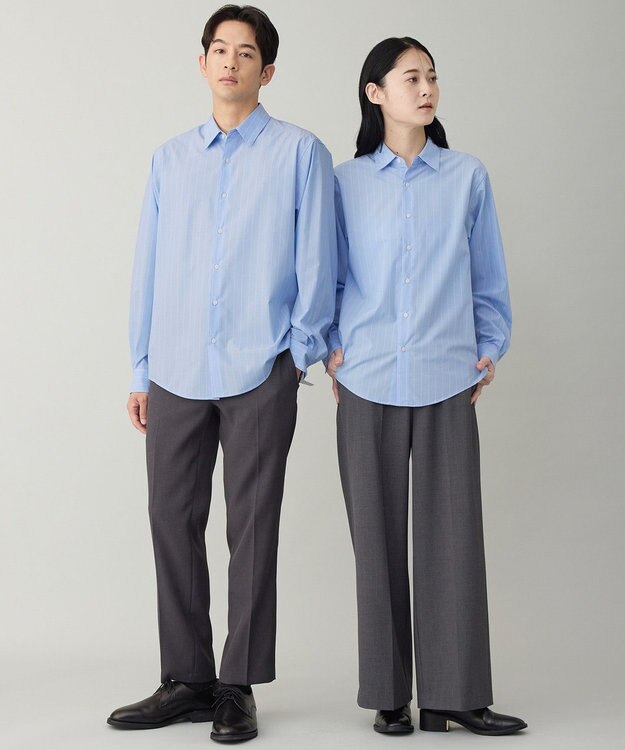 UNFILO MENS 【OCEANS 雑誌・web 掲載 / 男女兼用】TR デイリークリーンシャツ ブルー×オフストライプ