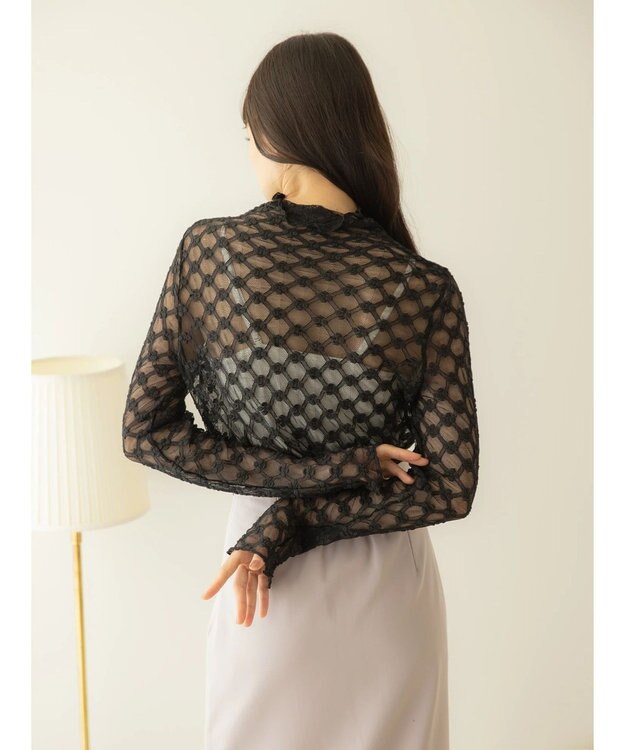 earth music&ecology ハイネックシアーフラワーインナー Black