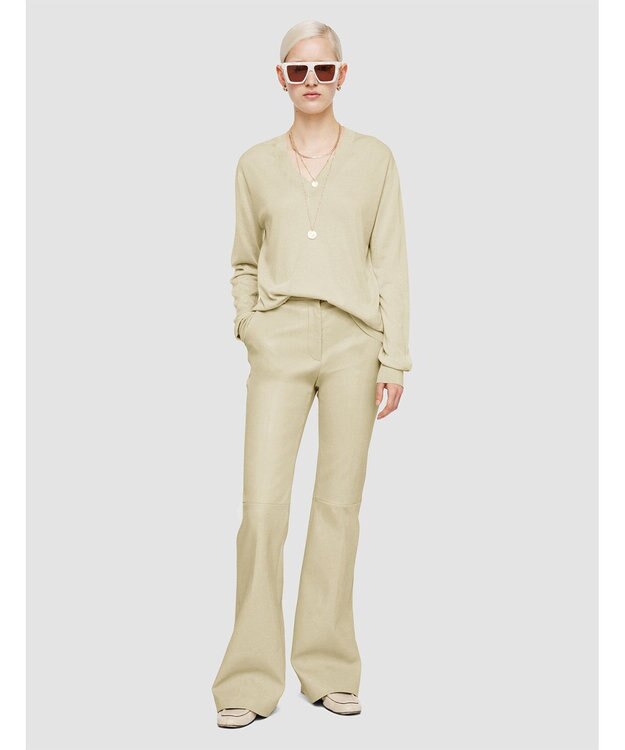 JOSEPH 【洗える】スーパーファインコットンシルク　Vネックニット Quail