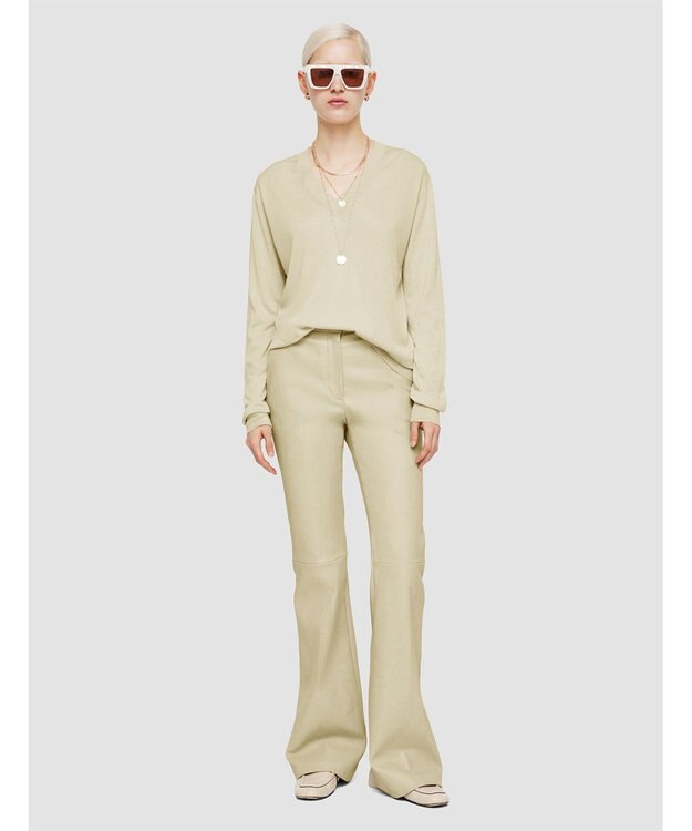 JOSEPH 【洗える】スーパーファインコットンシルク　Vネックニット Quail