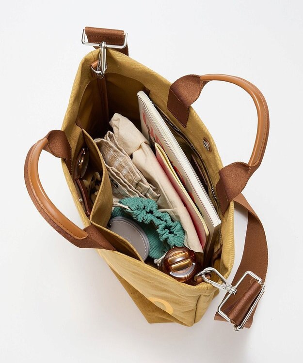 TOPKAPI 【Breath TOPKAPI】シティ プリント キャンバス スクエアトートバッグ / ショルダー付き ブラウン