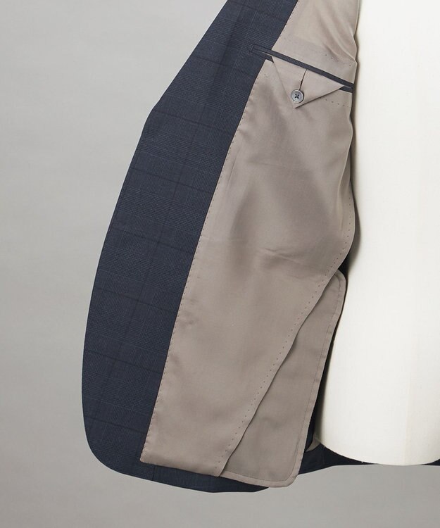 GOTAIRIKU シワになりにくい【御幸毛織/みゆきけおり】DRYSPINNER 平織スーツ_ネイビー格子 ネイビー系×格子