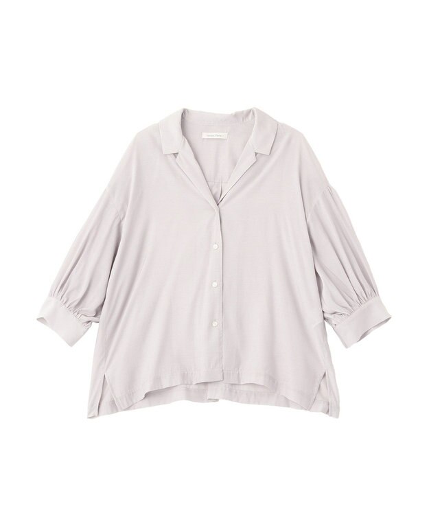 Green Parks 接触冷感シルキータッチローンオープンカラーシャツ Gray Beige