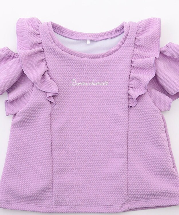 ANY KIDS 【UVカット】2WAYショルダーセパレート水着 ラベンダー×ラベンダーチェック