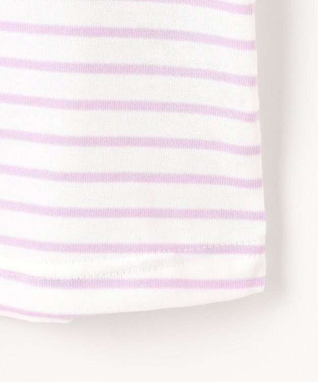 ANY KIDS 袖スカラップ ボーダーTシャツ ラベンダー