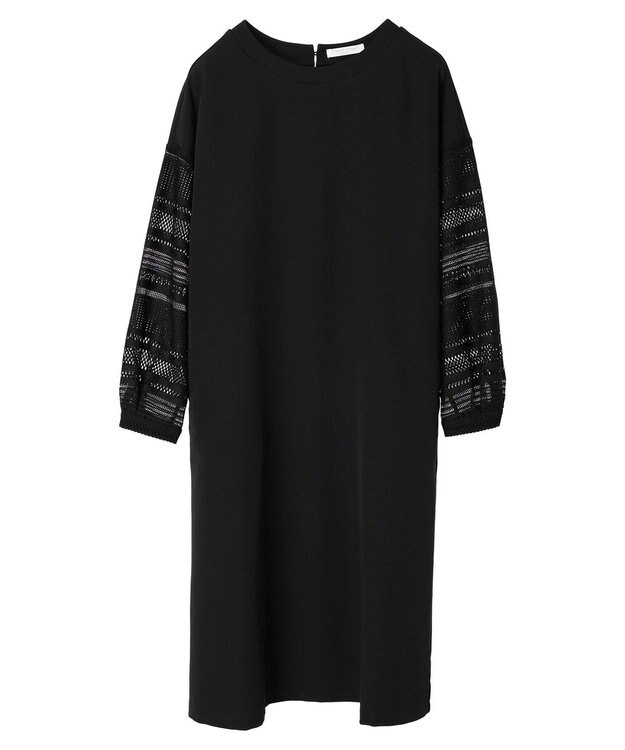 Green Parks 洗える袖レースワンピース Black