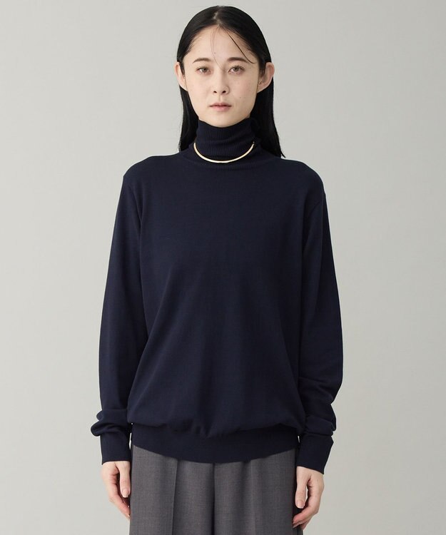 UNFILO MENS 【男女兼用】ソフトサーモ アンチピリングニット タートルネック ネイビー