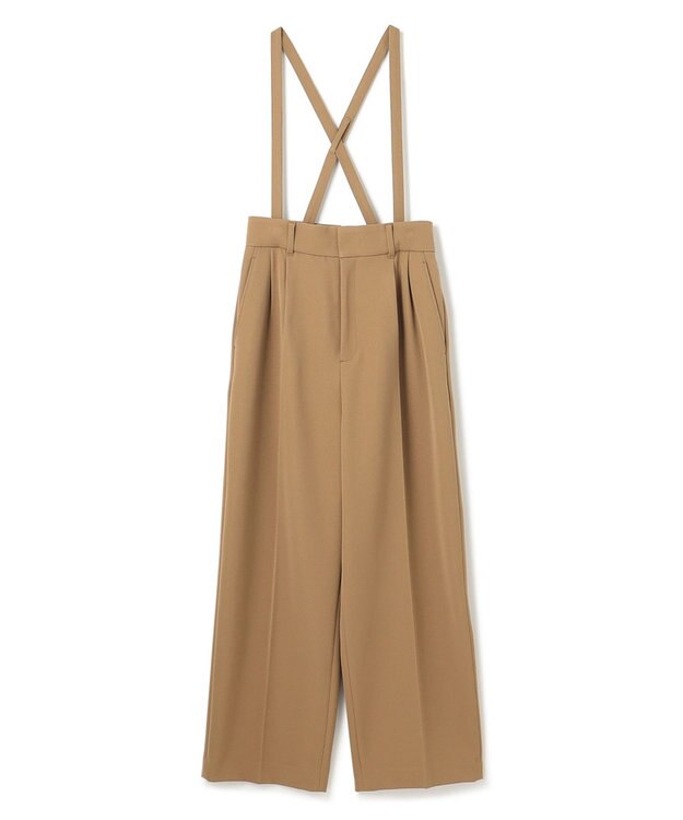 uncrave 【防しわ・UVカット・洗濯機洗い可】バルキーツイル ワイドパンツ(サスペンダー付き)（uncrave STANDARD） キャメル