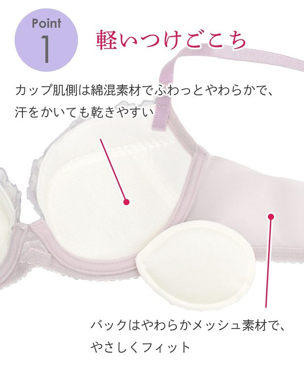 Wing 【エアリーソフトブラ】　ふんわりエアリーな着用感　脇から背中すっきり　ウイング／ワコール　KB2202 パープル