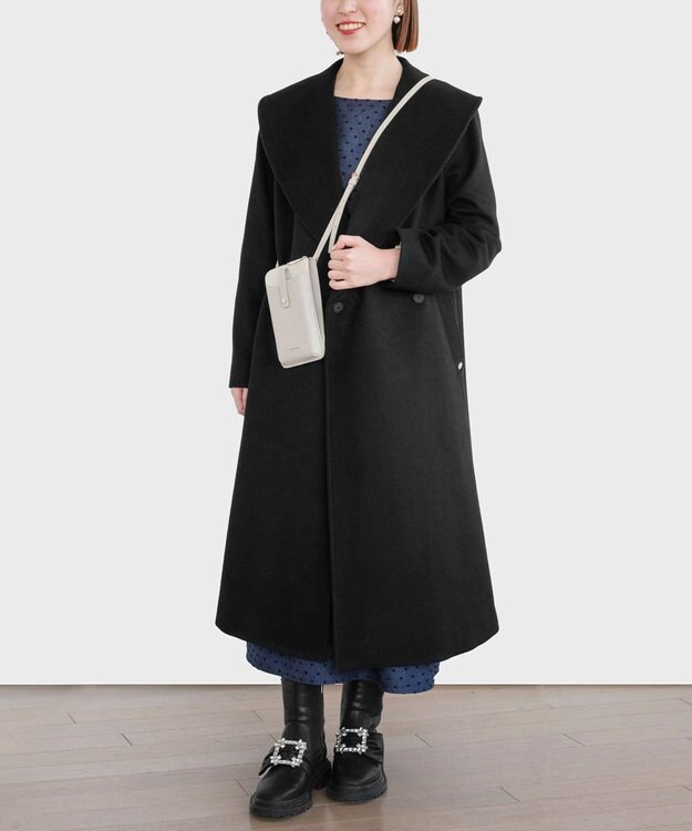 TOCCA LOOFAH ショールカラーウールコート ブラック系