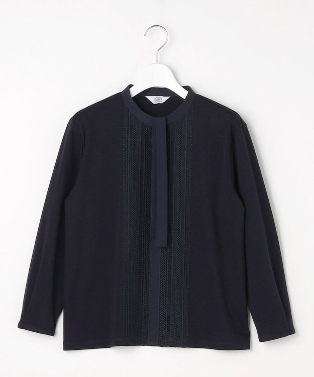 J.PRESS LADIES レースコンビ ボウタイ カットソー ネイビー系