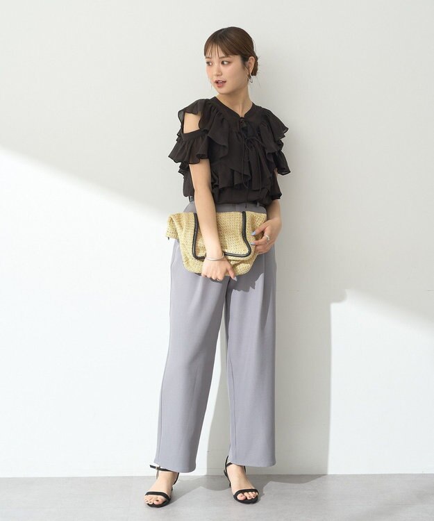 earth music&ecology ２ＷＡＹフリルブラウス Black