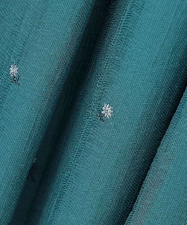 23区 【先行予約/WEB&一部店舗限定】シアーワッシャー 刺繍 ワンピース ターコイズ×グレーフラワー系