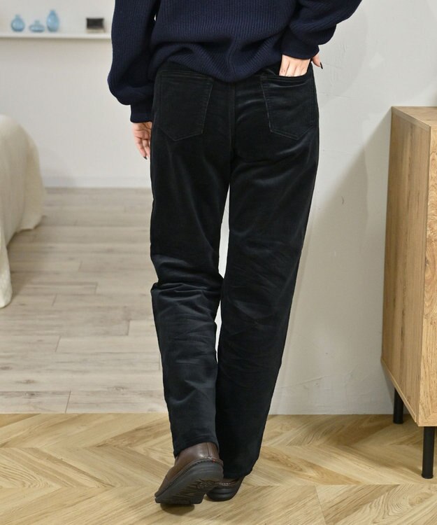 caqu レギュラーストレート 裏起毛コーデュロイパンツ black