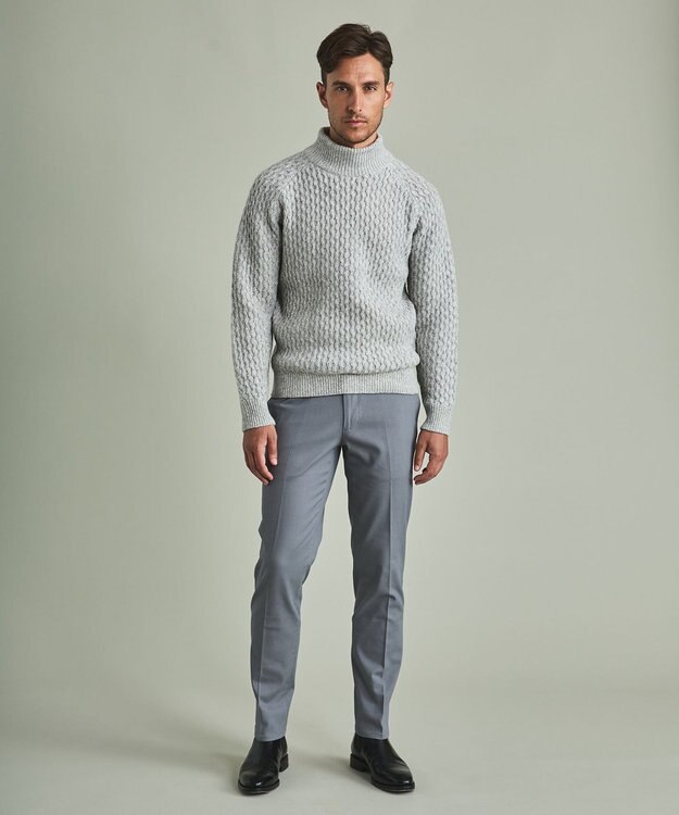 GOTAIRIKU 【LANEROSS】ミドルゲージモックネック ニット ライトグレー系8