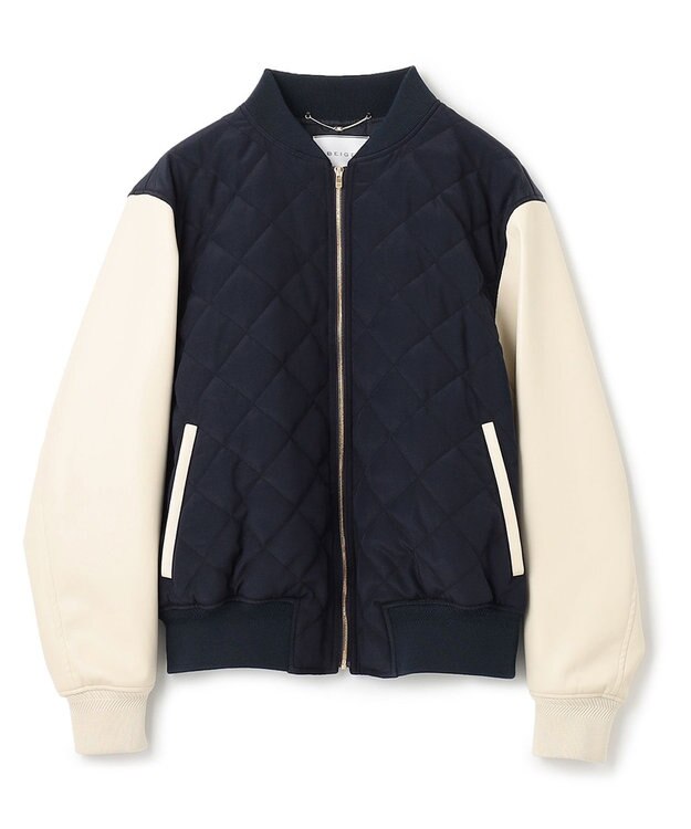 BEIGE， PEONY / スタジアムジャンパー Navy x Ecru