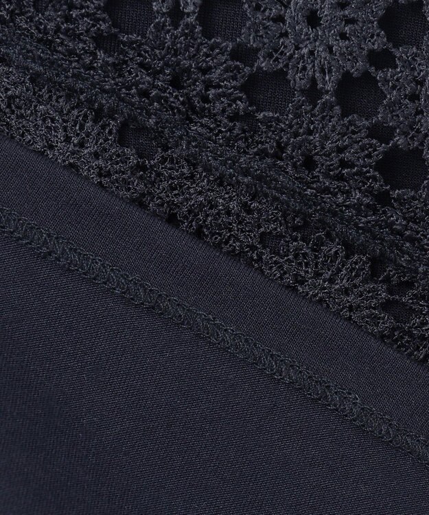 組曲 【WEB限定】フラワーレース 袖フレアトップス ネイビー系